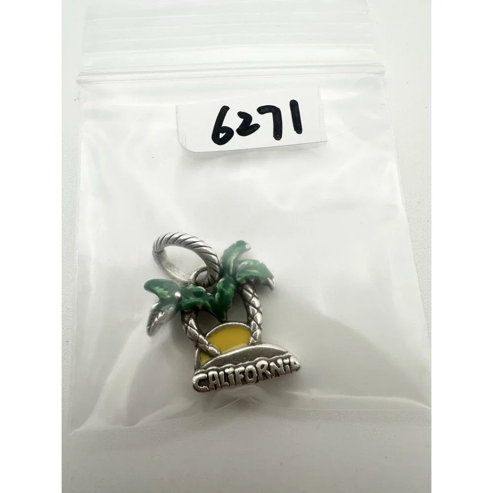 Brighton CALIFORNIA Palm Tree Silver Tone Enamel Pendant Charm